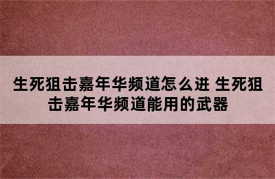 生死狙击嘉年华频道怎么进 生死狙击嘉年华频道能用的武器